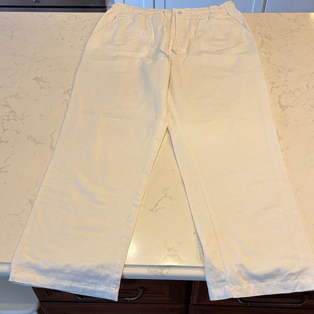 Men's white linen pants